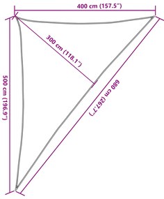 Para-sol vela triangular 160 g/m² 4x4x6,8 m PEAD cinza-claro