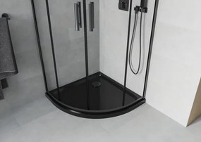 Mexen Rio cabine de duche semicircular 80 x 80 cm, transparente, preta + base de duche Flat, preta - 863-080-080-70-00-4170B
