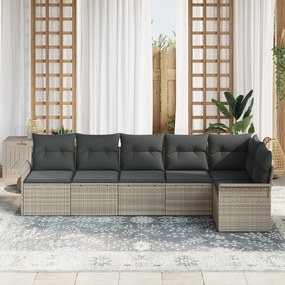 Conjunto de Sofá de Jardim de 6 Peças com Almofadas Cinzento Claro Vim