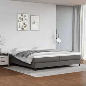vidaXL Estrutura de cama com molas 200x200cm couro artificial cinzento