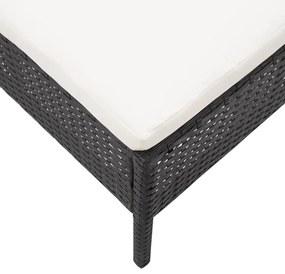 3 pcs conjunto lounge de jardim c/ almofadões vime PE preto
