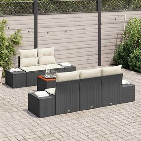 Conjunto de Sofá de Jardim 6 pcs Preto, branco 55 x 55 x 37 cm