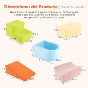 Conjunto de escalada e rampa infantil de 5 peças (BOLAS NÃO INCLUIDAS) Blocos de construção de esponja com piscina de bolas Capa lavável Criativo Mult