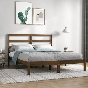 vidaXL Estrutura de cama 140x200 cm pinho maciço castanho-mel