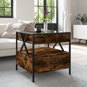 Mesa de centro luzes LED Infinity 50x50x51 cm carvalho fumado