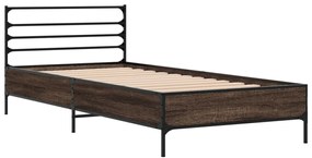 Estrutura de cama derivados de madeira/metal carvalho castanho