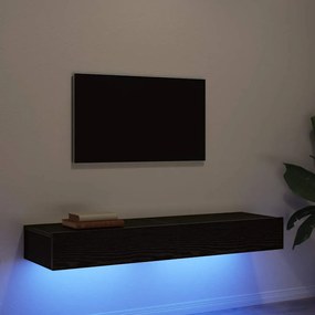 vidaXL Armários de TV com luzes LED 2 peças carvalho preto 60x35x15,5 cm