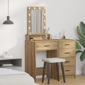 Mesa de Maquiagem vidaXL com Luzes LED Carvalho Artisan 50x41x140 cm