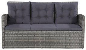 6 pcs conjunto lounge de jardim c/ almofadões vime PE cinzento