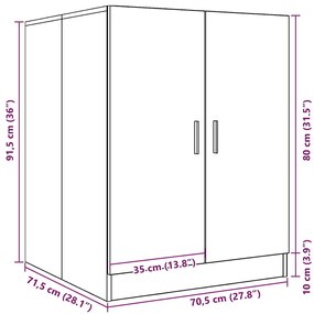 Armário sanita/máquina de lavar 70,5x71,5x91,5 cm cinzento-cimento