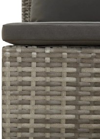 3 pcs conjunto lounge de jardim c/ almofadões vime PE cinzento