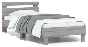 vidaXL Estrutura de cama c/ cabeceira derivados madeira cinza sonoma
