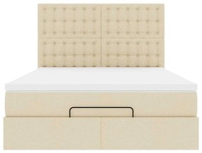 Estrutura de cama otomana com colchão tecido creme 140x200cm