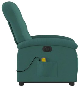 Poltrona elétrica elevatória massagens tecido verde-escuro