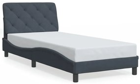 Estrutura de cama c/ luzes LED 90x190 cm veludo cinzento-escuro