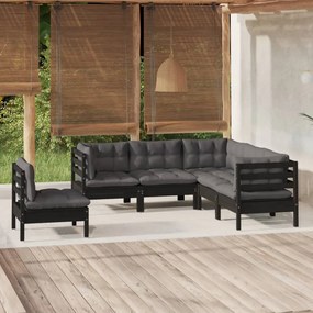 vidaXL 5 pcs conjunto lounge de jardim c/ almofadões pinho maciço