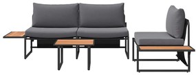 Conjunto de Sofá de Jardim de 3 Peças vidaXL com Almofadas Antracite