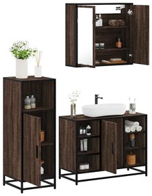 vidaXL 3 pcs conj. móveis WC derivados madeira cor carvalho castanho