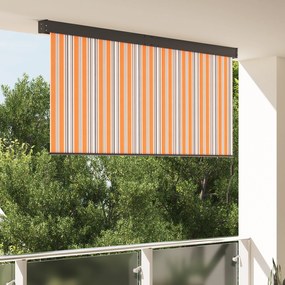 vidaXL Cortina Rolô Exterior Riscas Manual Amarelo e azul 220 x 250 cm tecido