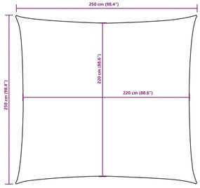 Para-sol estilo vela tecido oxford quadrado 2,5x2,5 m amarelo