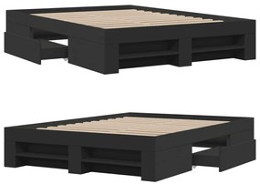 Estrutura de cama 140x190 cm derivados de madeira preto