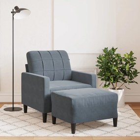 vidaXL Poltrona com apoio de pés 60 cm veludo cinzento-escuro