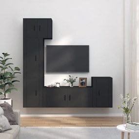 vidaXL Conjunto móveis de TV 5 pcs madeira processada preto