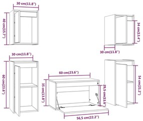Móveis de TV 5 pcs madeira de pinho maciça branco