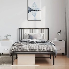 Estrutura de cama com cabeceira 100x200 cm metal preto