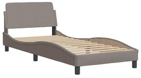 Estrutura cama cabeceira 90x190 cm tecido castanho-acinzentado