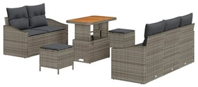 Conjunto de Sofá de Jardim vidaXL com Almofadas Cinza Rattan Poliéster