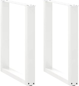 vidaXL Pés de mesa de jantar em forma de U, 2 peças, branco, 70 x (72-73) cm, aço