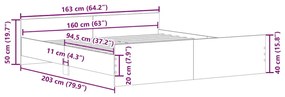 Estrutura cama c/ cabeceira e apoio pés 160x200 cm cinza sonoma
