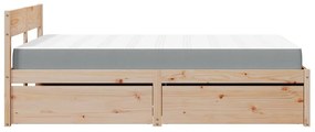 Cama com gavetas e colchão 140x190 cm madeira de pinho maciça