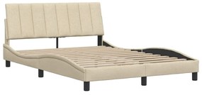 Estrutura de cama sem colchão 140x200 cm tecido cor creme