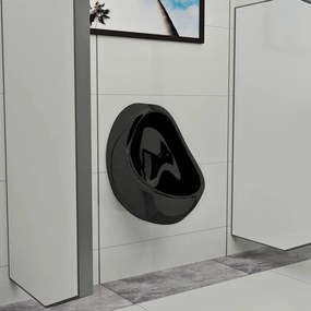 Urinol de parede com válvula de descarga cerâmica preto