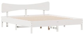 Cama sem colchão 200x200 cm madeira de pinho maciça branco