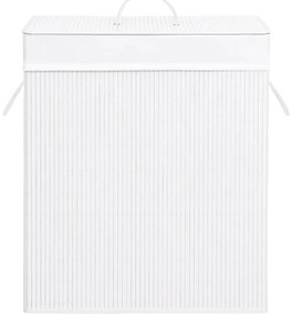 Cesto para roupa suja c/ 2 secções 100 L bambu branco