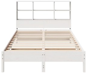 Cama com estante sem colchão 140x200 cm pinho maciço branco