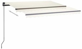 Toldo retrátil manual com LED 3,5x2,5 m cor creme