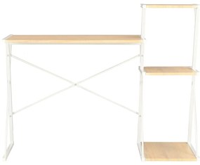 Secretária com prateleira 116x50x93 cm branco e carvalho