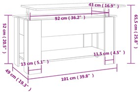 Mesa de centro 101x49x52cm derivados de madeira cinzento sonoma