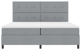 Cama com Estrado e Colchão com Luz LED em Cinza, 200x200 cm de Tecido