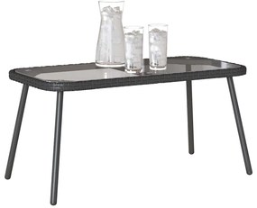 Mesa de café vidaXL Preta 90x45x42 cm Vime Sintético