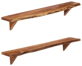 Prateleiras parede 2 pcs 110x20x18 cm madeira de acácia maciça