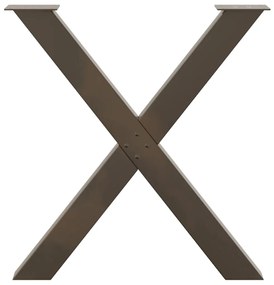 Pés para mesa de jantar em formato de X, 2 peças, aço natural, 80x(72-