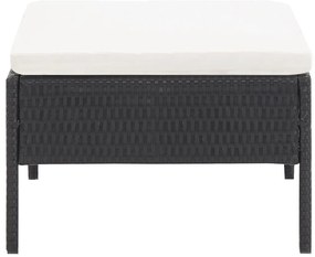 3 pcs conjunto lounge de jardim c/ almofadões vime PE preto