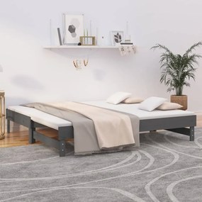 vidaXL Estrutura sofá-cama de puxar 2x(90x190) cm pinho maciço cinza