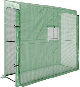 Outsunny Estufa de jardim encostada mural estufa para tomate 2 Portas enroláveis com zíper, 1 janela, dim. 200L x 80l x 200/180H cm | Aosom Portugal