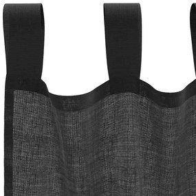 Cortinas de voile com aba 2 pcs preto